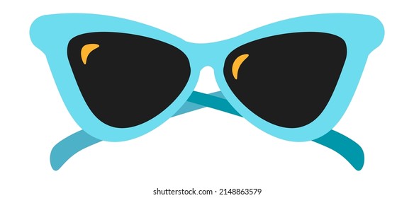 Eyeglasses protecting eyes from sunshine and sunlight, isolated sunglasses accessories for men and women. Tropics and summertime rest, fashionable model of spectacles for women. Vector in flat style