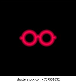Eyeglasses red glowing neon ui ux icon. Glowing sign logo vector