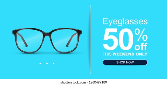 Eyeglasses Sale Banner Concept.