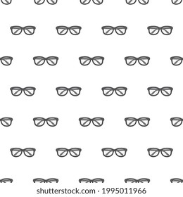 Eyeglasses Seamless Pattern On A White Background. Black Glasses Theme Vector Illustration