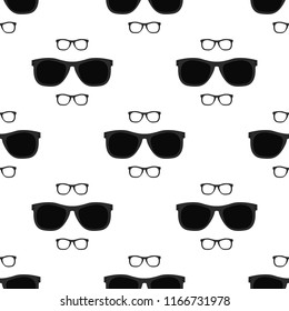 Eyeglasses seamless pattern - vector black sunglasses or glasses texture