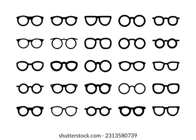 Eyeglasses shape vector icon set