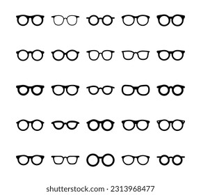 Eyeglasses shape vector icon set