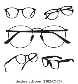eyeglasses silhouette isolated black on white background