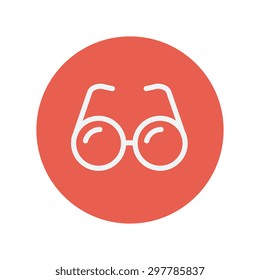 Eyeglasses thin line icon for web and mobile minimalistic flat design. Vector white icon inside the red circle