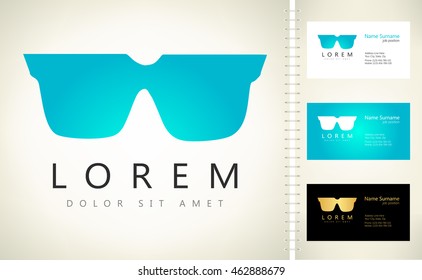  Eyeglasses vector with business card template.