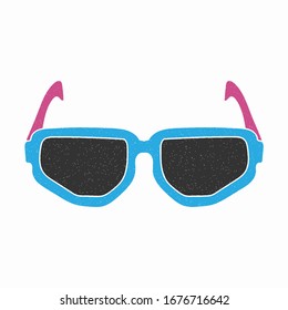 eyeglasses vector design. digital hand drawn style. gain texture