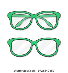 Eyeglasses Vector Icon Illustration. Black Glasses Flat Icon