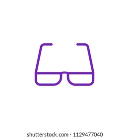 Eyeglasses with violet bezel icon in flat style isolated on white background. Eyewear to improve vision - spectacles with modern colorful frame in vector illustration.