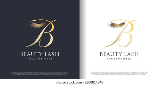 eyelash beauty logo with letter b style premium vector