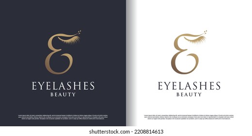 eyelash beauty logo with letter e style premium vector