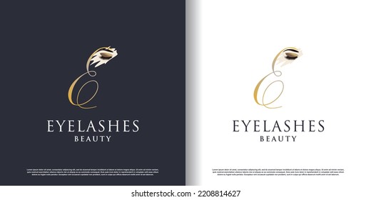 eyelash beauty logo with letter e style premium vector