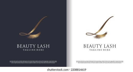 eyelash beauty logo with letter l style premium vector