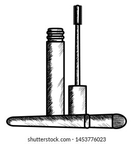 eyelash and brush make up drawing icon