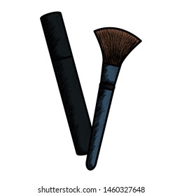 eyelash and brush make up drawing icon
