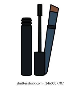 eyelash and brush make up drawing icon