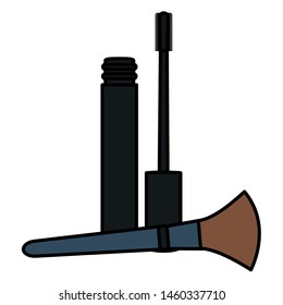 eyelash and brush make up drawing icon