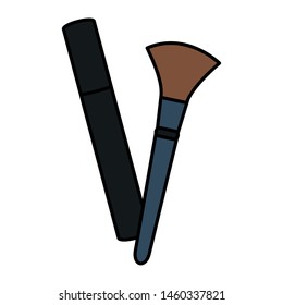 eyelash and brush make up drawing icon