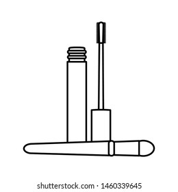 eyelash and brush make up drawing icon