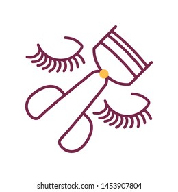 Eyelash curler color line icon. Makeup tool sign. Beauty industry. Pictogram for web page, mobile app, promo. UI/UX/GUI design element. Editable stroke.