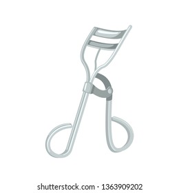 Eyelash curler in flat style isolated on white background. Vector illustration.