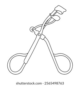 Eyelash curler - hand drawn black and white vector illustration.