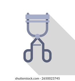 Eyelash curler icon in flat style with long shadow, makeup tool for curling eyelashes before applying mascara