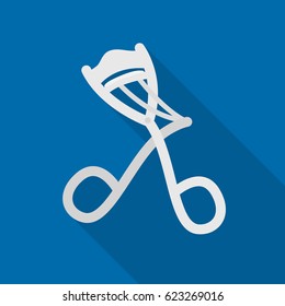 Eyelash curler icon in flat style isolated on white background. Hairdressery symbol stock vector illustration.