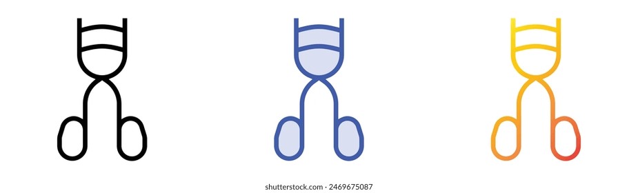 eyelash curler icon. Linear, Blue Fill and Gradient Style Design Isolated On White Background