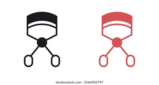 Eyelash curler icon set in black and colored