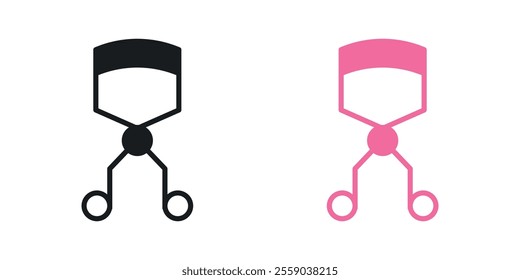 Eyelash curler icons in black and colored version