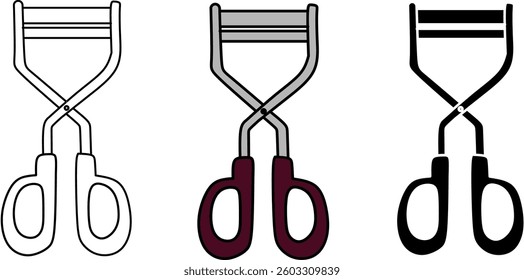 Eyelash Curler Outline to Solid Vector