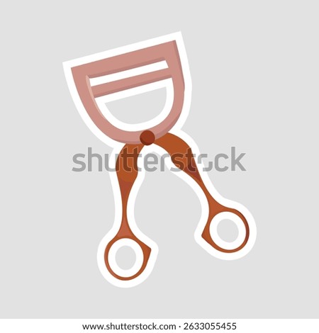 Eyelash Curler Vector Illustration Sticker. A cute vector illustration sticker of an eyelash curler, perfect for beauty and makeup designs
