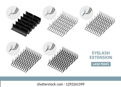 Eyelash Extension Application Tools And Supplies. Volume Artificial Lashes Set. Vector Illustration. Template For Makeup And Cosmetic Procedures In Beauty Salon. Training Poster. Guide