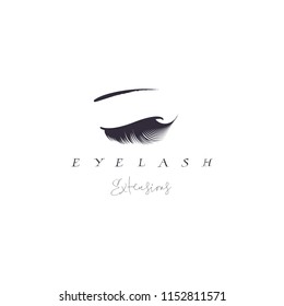 Eyelash extension banner. Template for Makeup and cosmetic procedures. Web element for social networks or badge for corporate identity