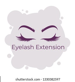 Eyelash extension and brow design line art logo graphic design flat concept. Vector isolated banner illustration