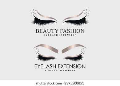 Eyelash extension icon set logo design vector for beauty salon with creative idea