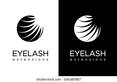 Eyelash extension logo. Black and white design. Vector illustration in a modern style