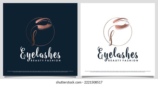 Eyelash extension logo design for beauty with initial letter l and creative unique concept