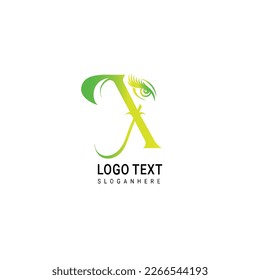 Eyelash extension logo design for beauty makeup with initial letter logo template
