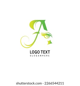 Eyelash extension logo design for beauty makeup with initial letter logo template
