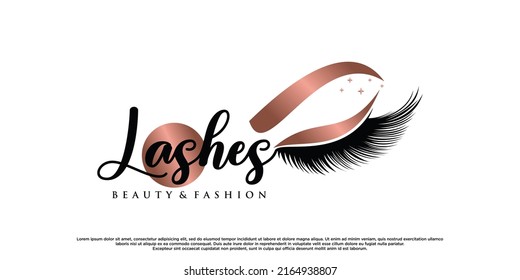 Eyelash extension logo design inspiration for beauty salon with creative element Premium Vector