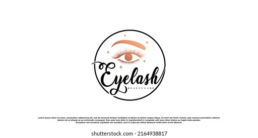 Eyelash extension logo design inspiration for beauty salon with creative element Premium Vector