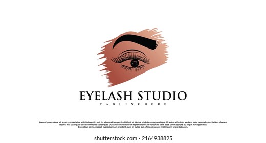 Eyelash extension logo design inspiration for beauty salon with creative element Premium Vector