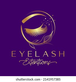 Eyelash extension logo design vector template. Vector illustration in a feminine style.