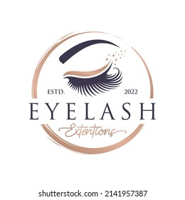 Plantilla vectorial de diseño de logotipo de extensión de Eyelash. Ilustración vectorial en un estilo femenino.