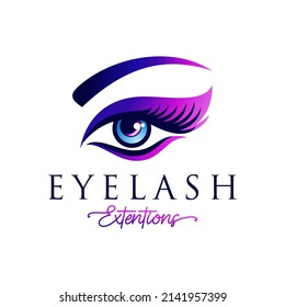 Eyelash extension logo design vector template. Vector illustration in a feminine style.