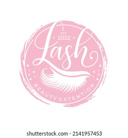 Plantilla vectorial de diseño de logotipo de extensión de Eyelash. Ilustración vectorial en un estilo femenino.