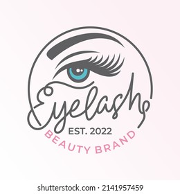 Plantilla vectorial de diseño de logotipo de extensión de Eyelash. Ilustración vectorial en un estilo femenino.