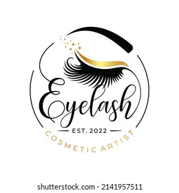 Eyelash extension logo design vector template. Vector illustration in a feminine style.